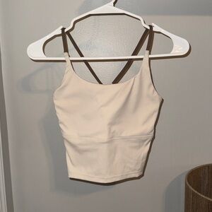 Cream and Brown Strappy Crop Top
